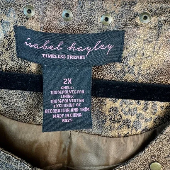 Isabel‎ Hayley Timeless Trends Blazer Jacket 2X Leopard Print Metallic Party - Picture 6 of 13